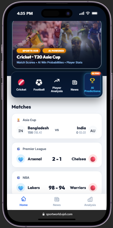 SportWorld App Screen